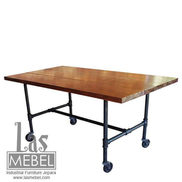 meja-makan-kaki-roda-besi-dining-table-pipe-wheel-industrial-furniture-jepara-mebel-kayu-kaki-roda-besi-powder-coating-metal-wood-weld-las-mebel-jepara